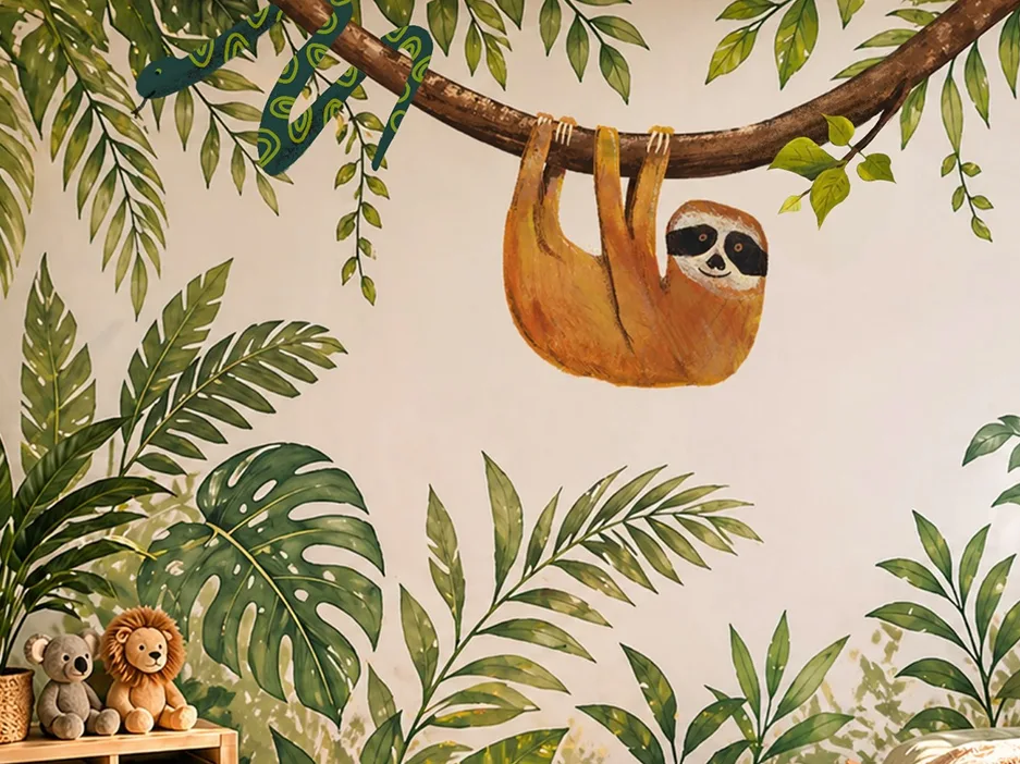 Sloth Jungle children's bedroom vinyl mural